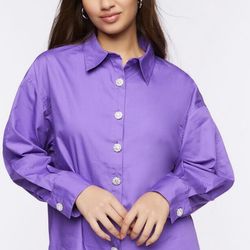 Small Women Purple Over Sized Button-Forever21