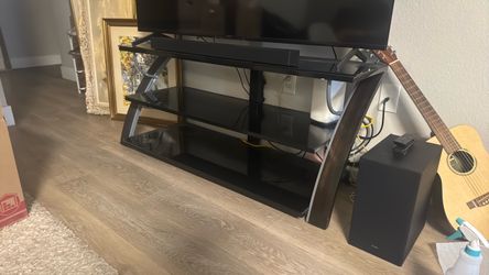 Black/Grey Glass 3-Tier TV Stand