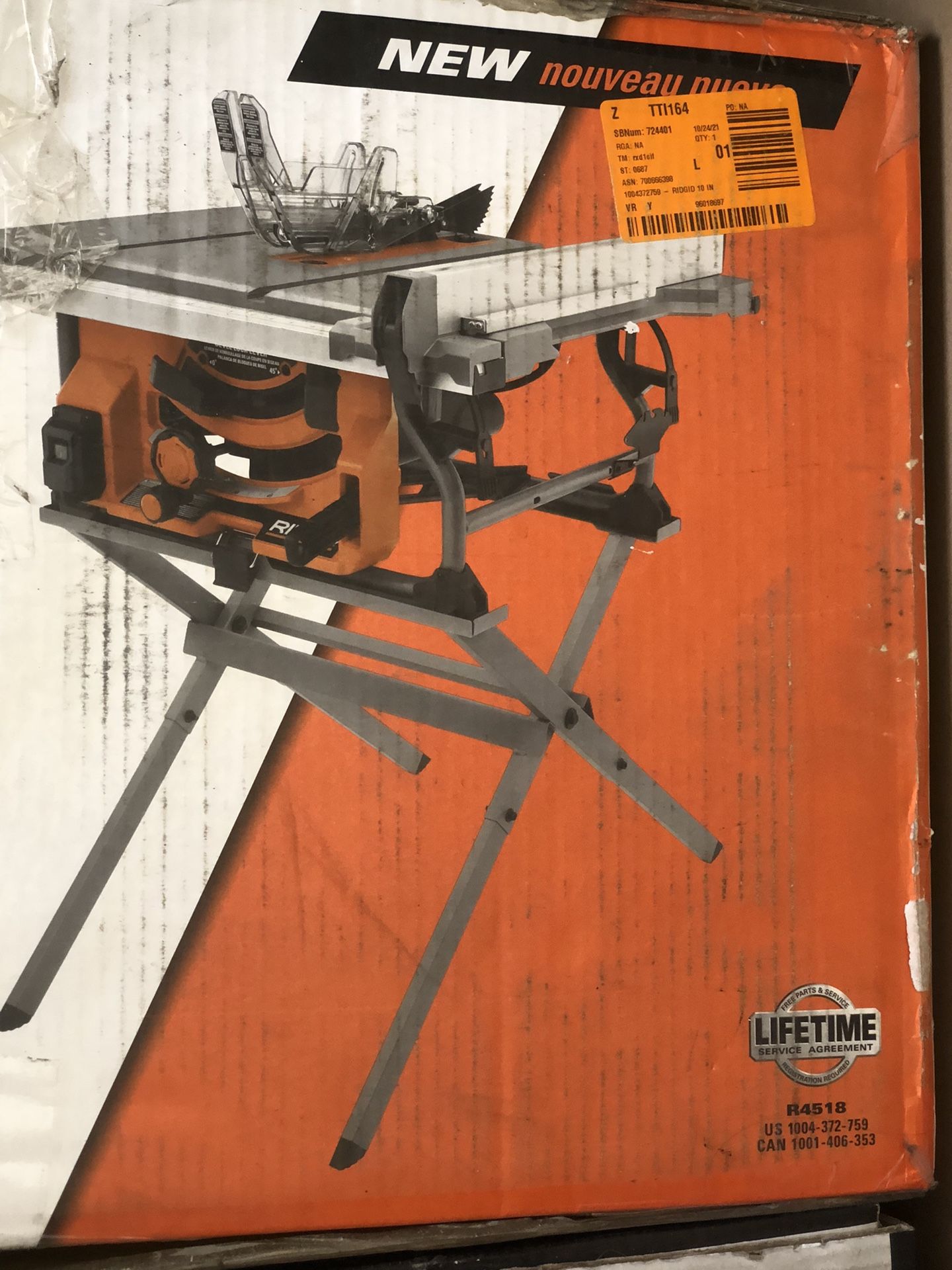 Ridgid 10” Table Saw With Stand R4518 Brand New