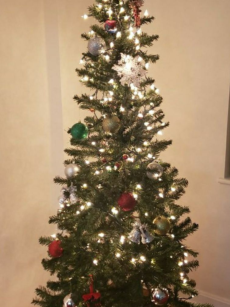 6 FT CHRISTMAS TREE, 20 FT WHITE LIGHTS, STAR & ORNAMENTS