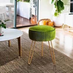Pleated Vanity Stool (Matcha Green)