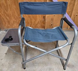 Folding Director's Chair, Side Table & Cup Holder