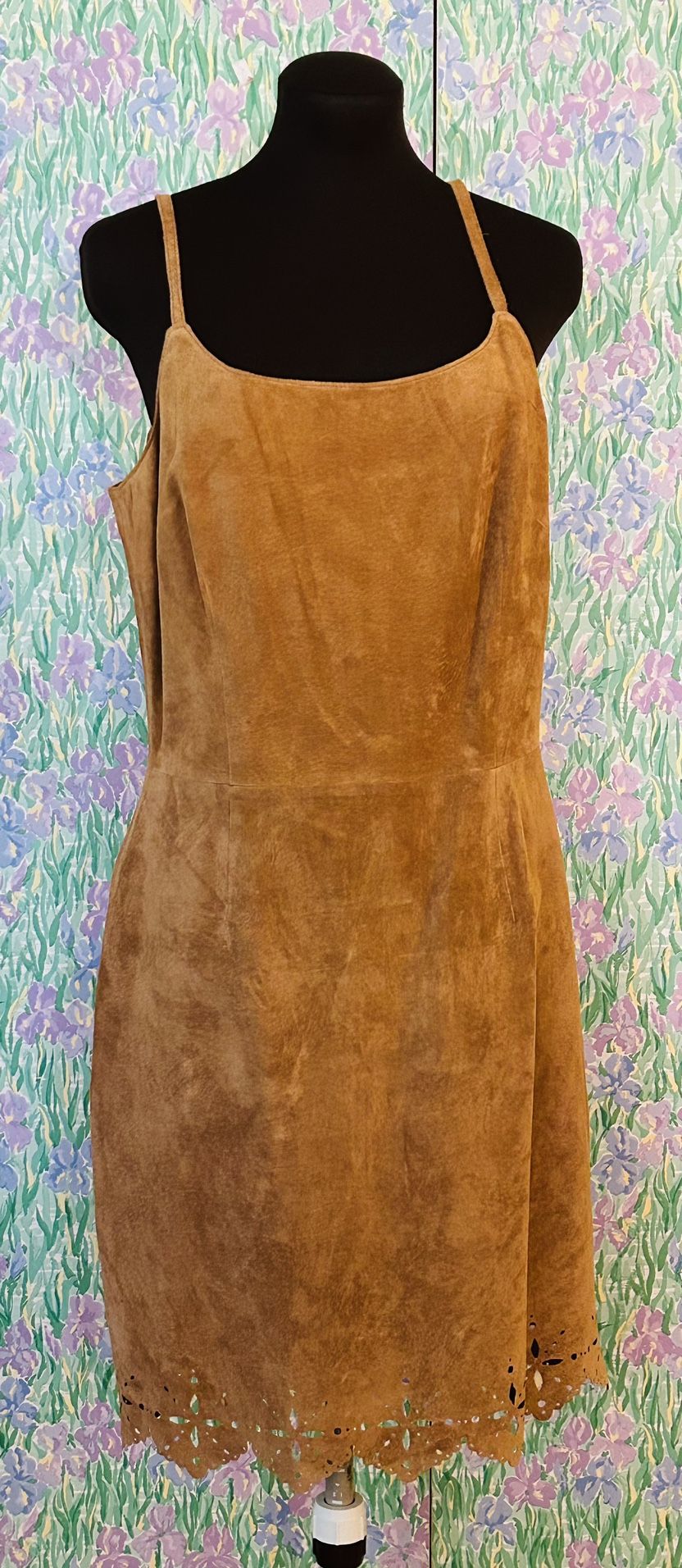 Newport News Styleworks Strapless Leather Dress With Laser Cut Flower Trim Size 14