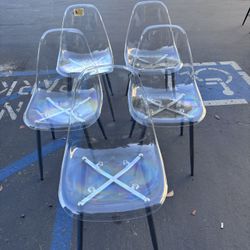 On Sale $65 X 2 Acrylic Accent Side Chairs with Plating Metal Legs for Dining Room With Silver Legs