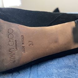 Jimmy Choo Women Black Over-the-Knee Boots Suede Leather Heels Booties