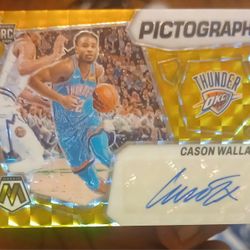 2023-24 Panini Mosaic Cason Wallace Gold Pictographs Autp SSP  08 /10 + Kobe Bufkin Pictographs Auto  SSP  03/25