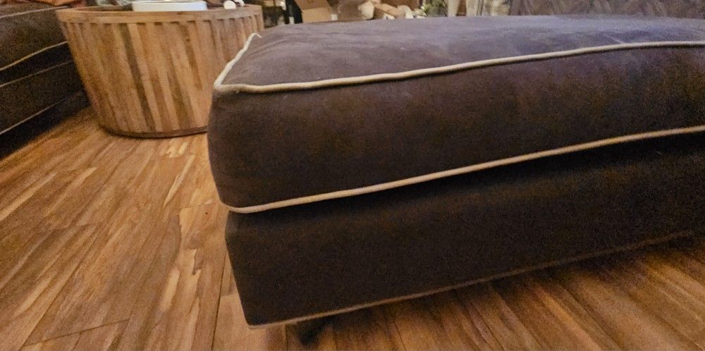 Charcoal Black Faux Suede Ottomon - Raymour & Flanigan