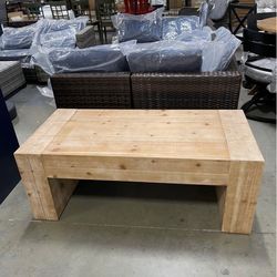 Assembled New Rustic Wood Coffee Table with Thick Legs Rectangular