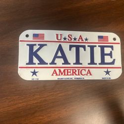 United States of America Mini Car License Name Plate Katie Souvenir Collectible USA