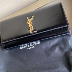 YSL Black Patent Clutch