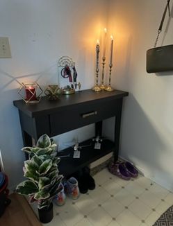 Black Wood Console Table with Drawer
