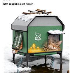 Apasiri Heated Outdoor Cat House for Winter: Insulated with Heating Pad, Indestructible Weatherproof
