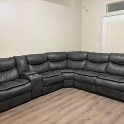 L Shape Leather Sofa Recliner 