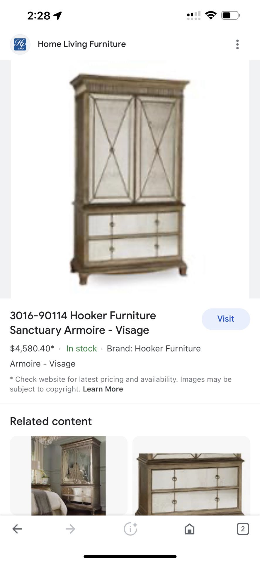 Hooker Furniture Sanctuary Armoire - Visage