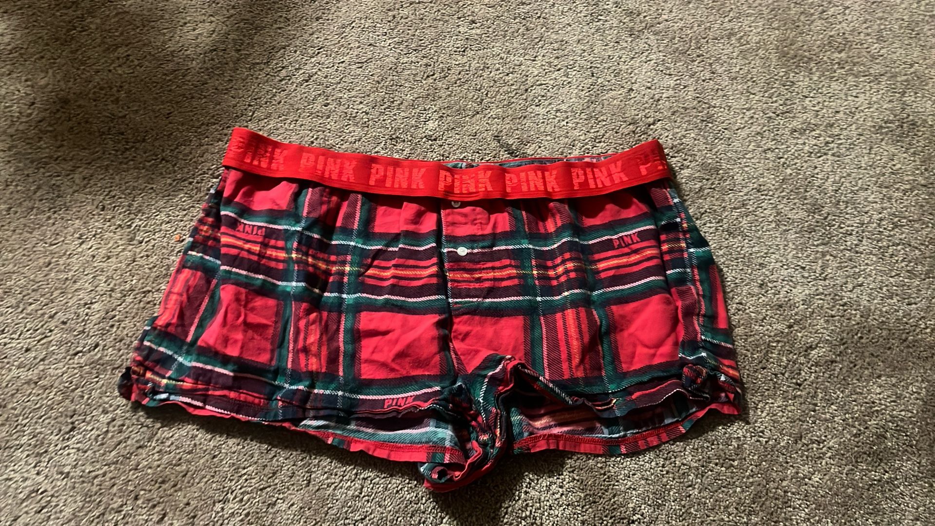 PINK Plaid Sleep Shorts Size Large
