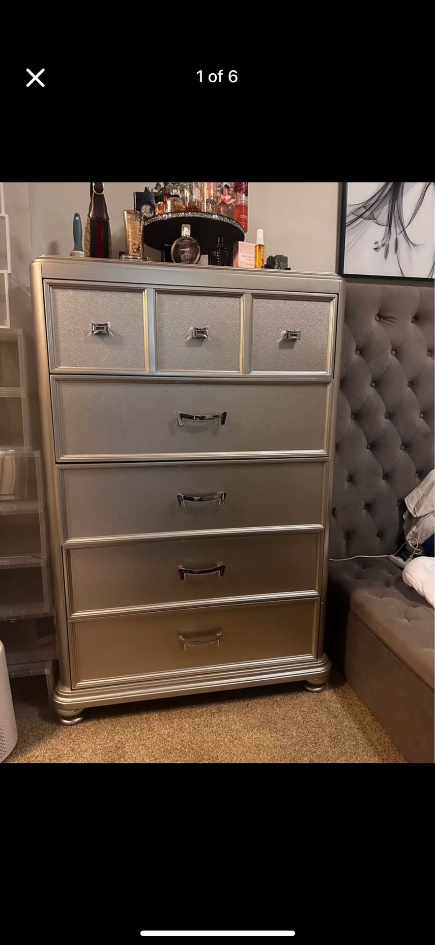 silver dresser and nightstand Furniture of America Belleterre Silver Dresser