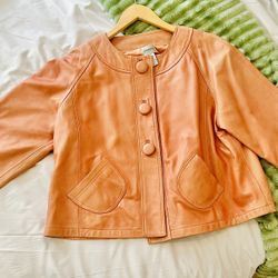 Chico’s Peach Leather Jacket, Sz2