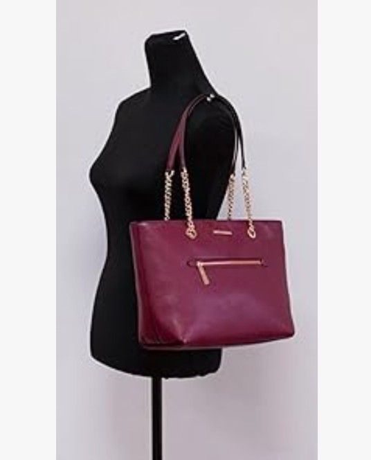 Michael Kors Jet Set Medium Front Pocket Chain Top Zip Tote Mulberry Leather