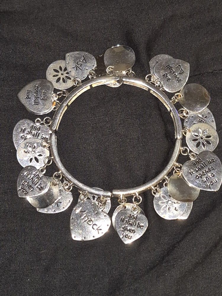 Matthew 7 7-8 Stretch Charm Bracelet
