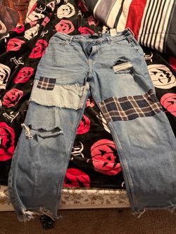 Hollister Light Wash Distressed Patchwork Jeans