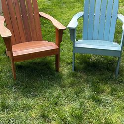 Slatted solid wood Adirondack chairs