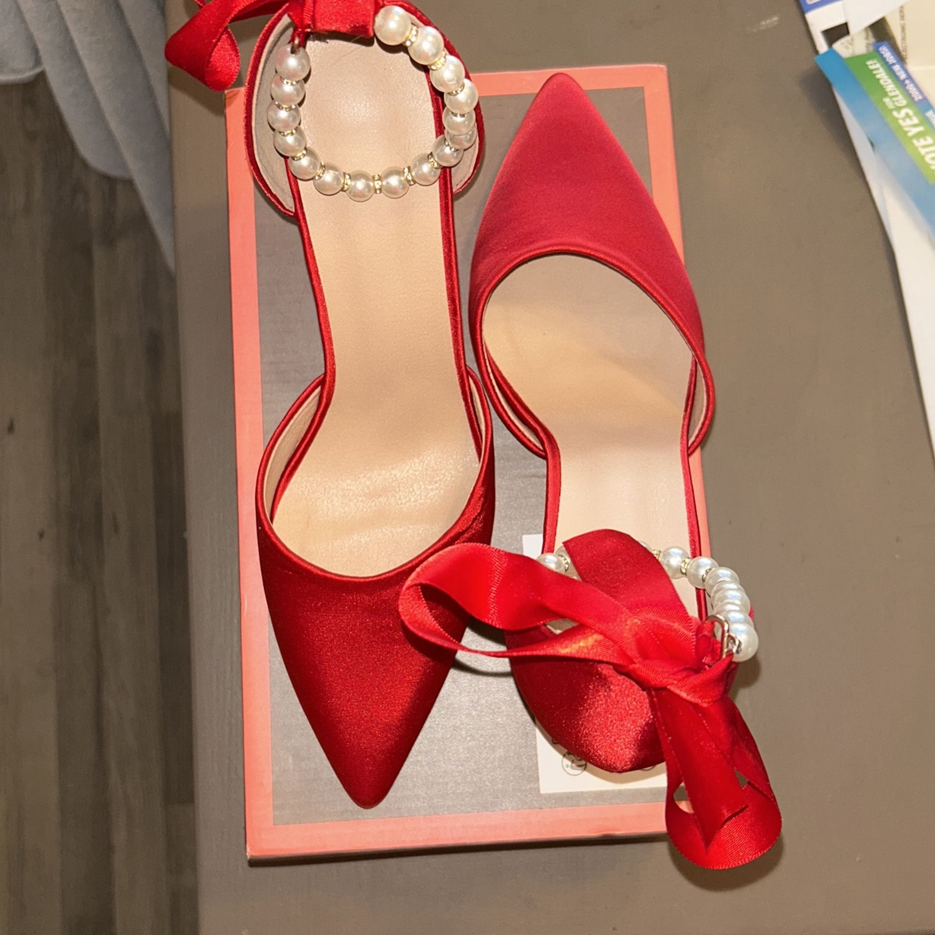 Red Pearl Heels