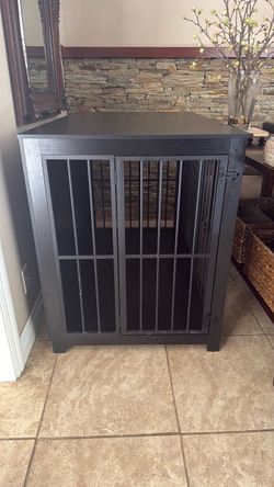 Large Black Wooden Dog Crate Furniture