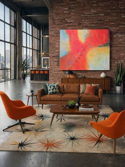 Original, XL vibrant abstract painting created by Texas-based contemporary artist Deanna Kienast