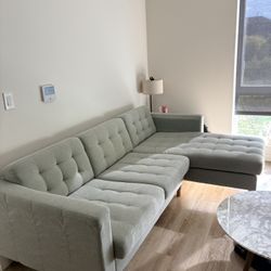  Sofa, with chaise/Gunnared light green/wood