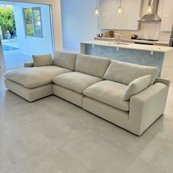 NEW Beige Linen Cloud Couch Sectional NEW
