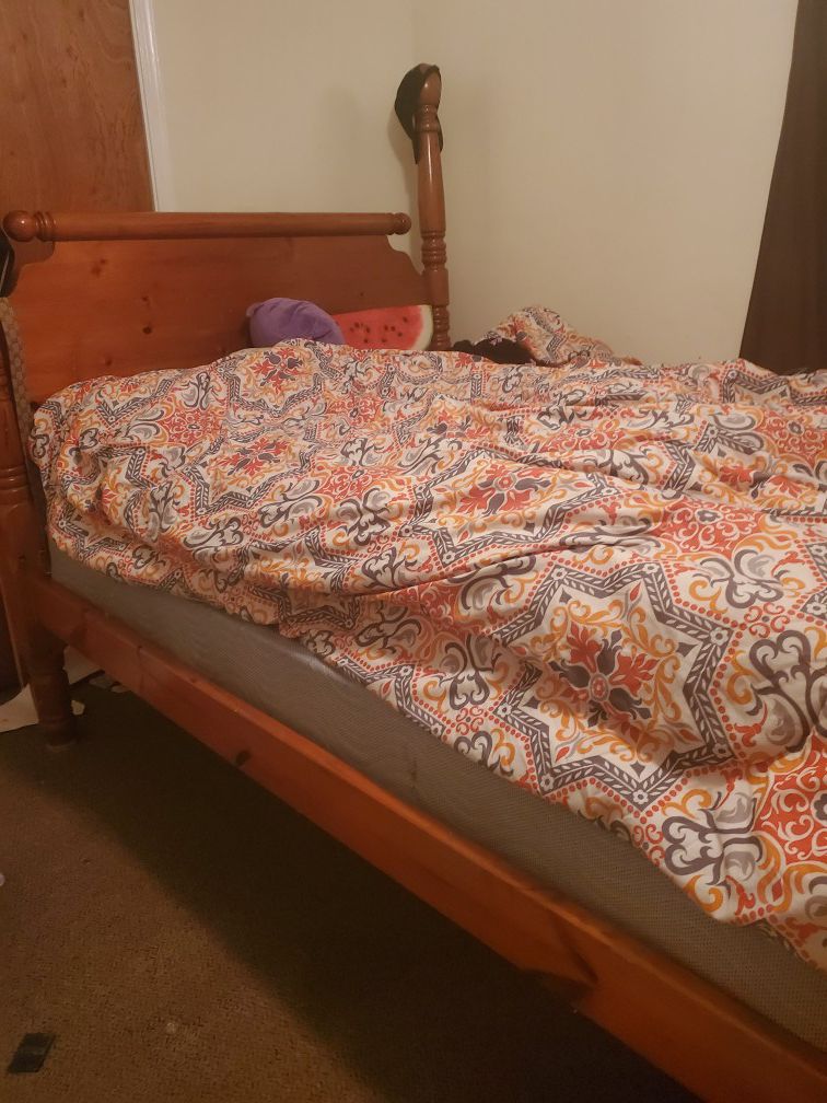 Queen Size Bed Frame with Mattress and Box Spring