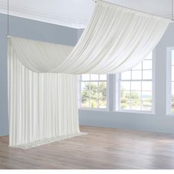 10ft×40ft Ivory Ceiling Drapes for Weddings Parties,2 Panels 5×40ft Long Cream Ceiling Curtain for Tent Canopy