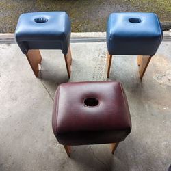 3 wooden stools/footrests