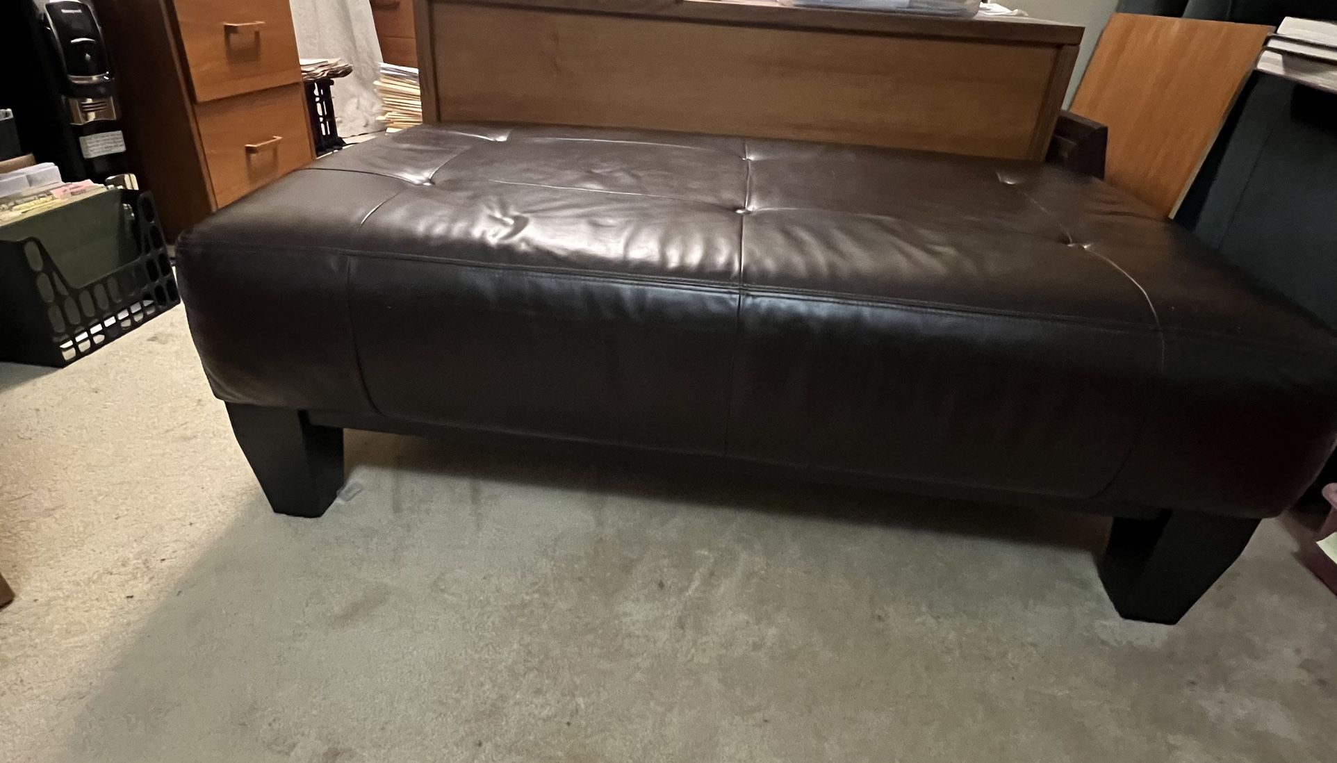 Pottery Barn Leather Ottoman
