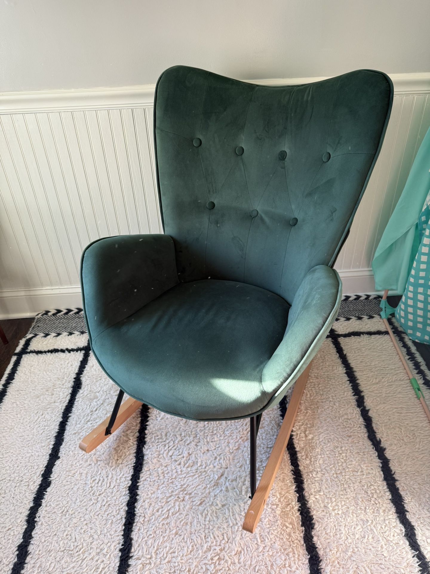 Green Velvet Rocking Chair
