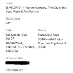 2 V.I.P Tickets DAY OF THE DEAD 