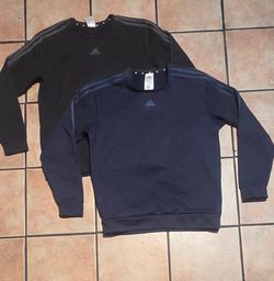 2 pair men's black and navy blue addidas sweatshirts