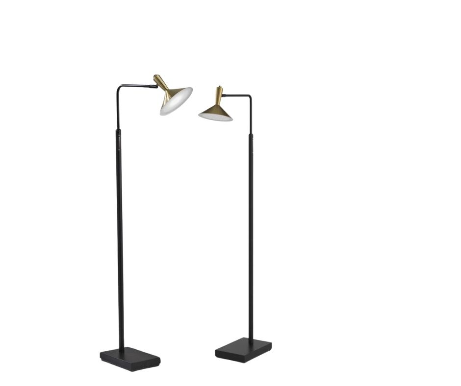 Pair of West Elm Beveled Shade LED Floor Lamps