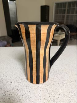 Vietri Chiaroscuro Black and Tan Large Pitcher Made in Italy