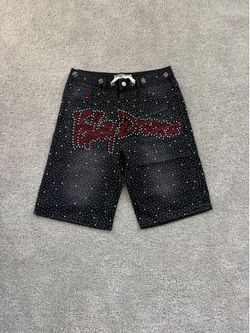 VALE SPORTS DIVISION "Valley Dreams" Rhinestone Denim Jorts Size 32