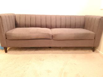 Contemporary 3 Seater Linen Fabric Sofa Excellent Condition