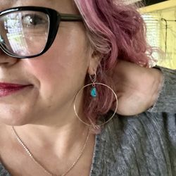 Sterling Silver Hoops w/ Turquoise 