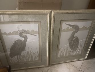 RARE EGRET CAST PAPER RELIEF SCULPTURE BY LORI KIPLINGER PANDY 