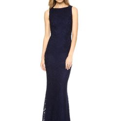 Alice & Olivia | Sachi Gown in Navy  Navy blue with black lining. Stunning fitted navy lace gown with black lining and scandalous open back! VERY comf