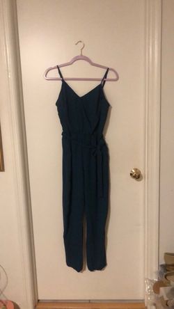 Dark Teal Wrap Jumpsuit with Tie Waist