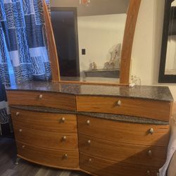 Set Of Dresser With Mirror And Tow Night Stands
