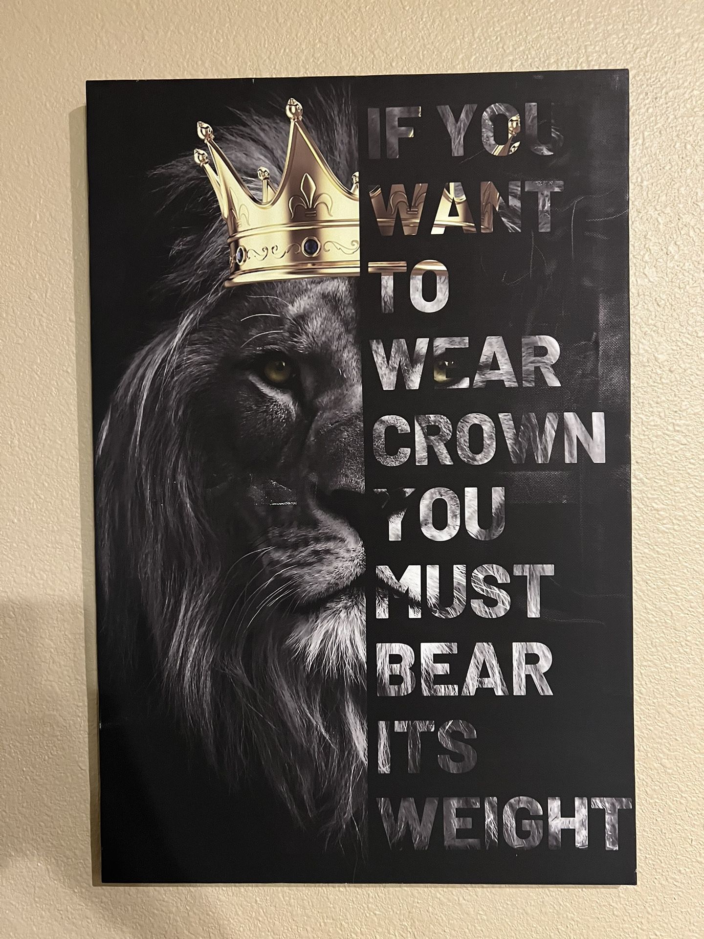 Lion With Quote Painting Canvas Wall Art