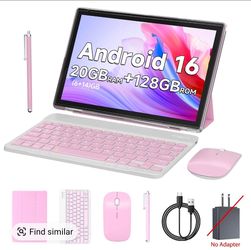 10.1-inch Android 16 Tablet, Dual Cameras with Keyboard, Mouse, Stylus Pen, Case & Cable