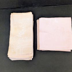 Napkins Pink Cloth Floral Jacquard Set 10  Unbranded