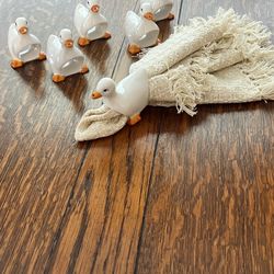 Vintage Duck Porcelain Napkin Holders (Set of 6)